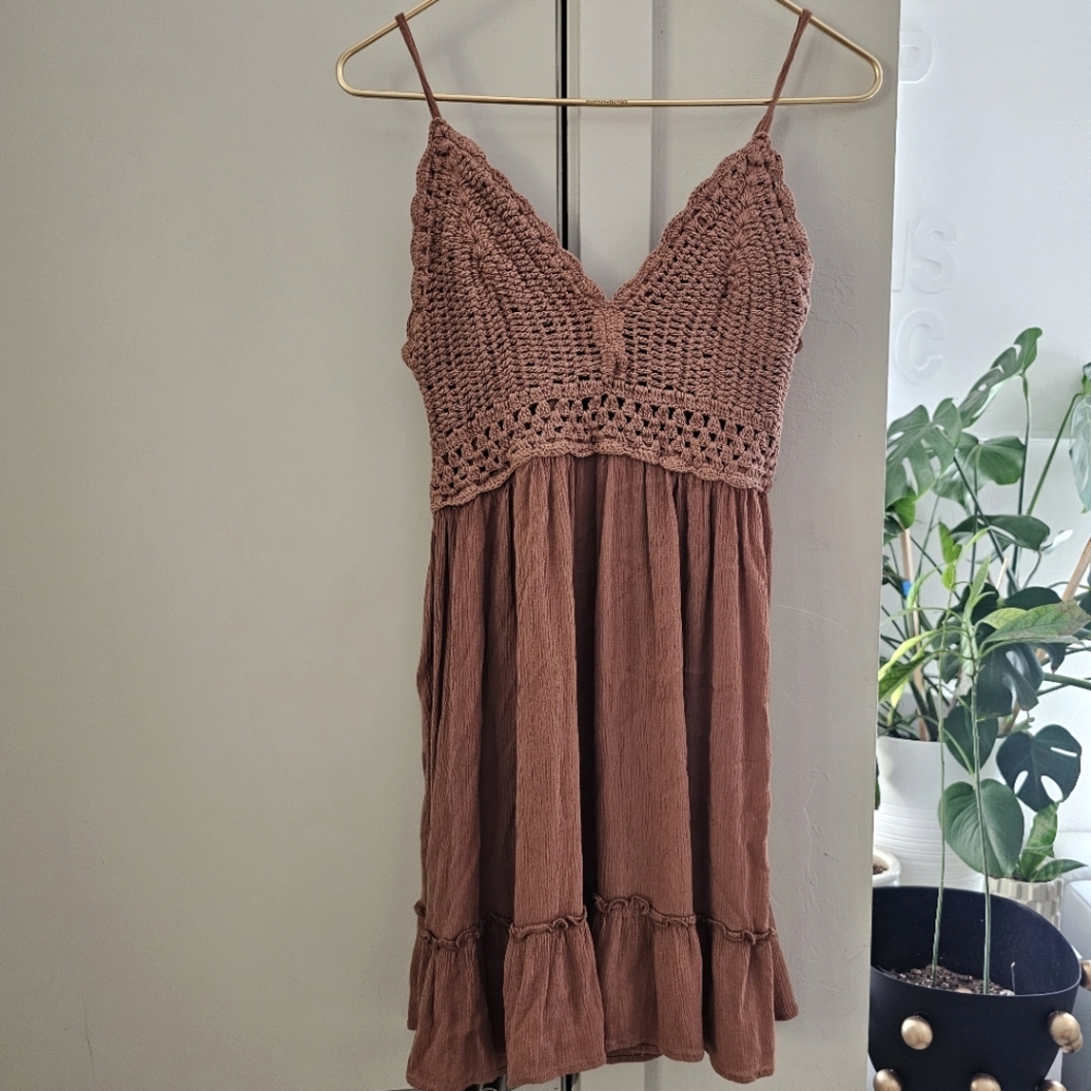 Brown Crochet Top Dress